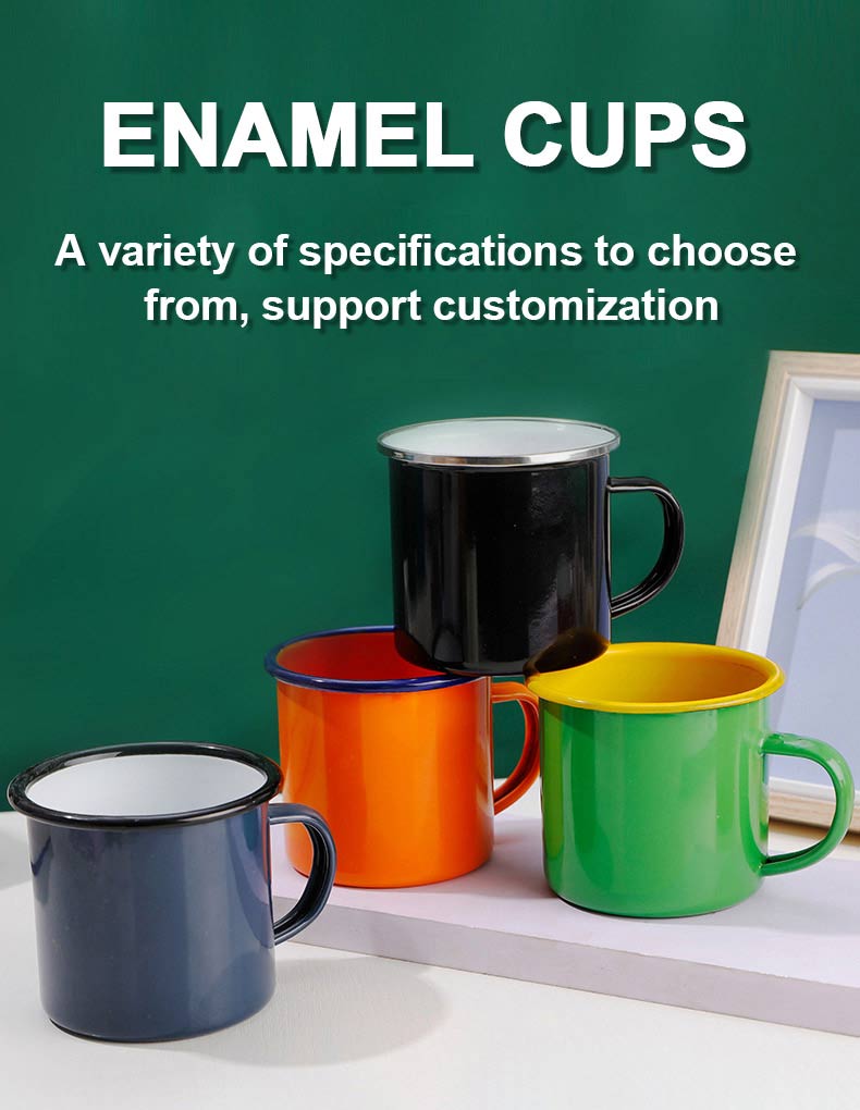 Enamelled Cup Mug Logo Printed Steel Custom Sublimation Travel Camping Enamel Coffee Cup