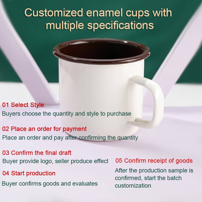 Enamelled Cup Mug Logo Printed Steel Custom Sublimation Travel Camping Enamel Coffee Cup